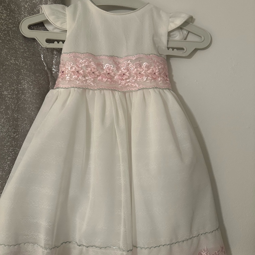 Elegant White and Pink Kids Dress